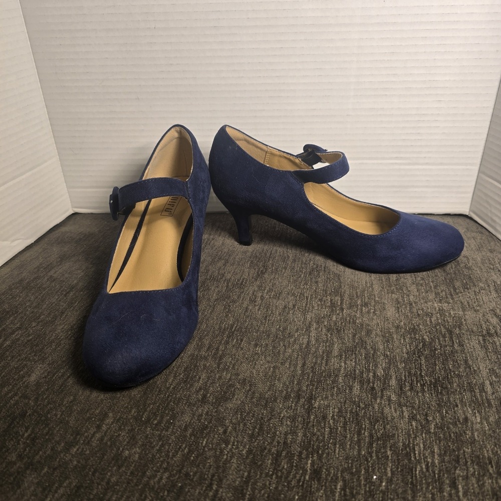 IDIFU Jessy Mary Jane Pumps Womens Size 7.5 Blue Faux Suede